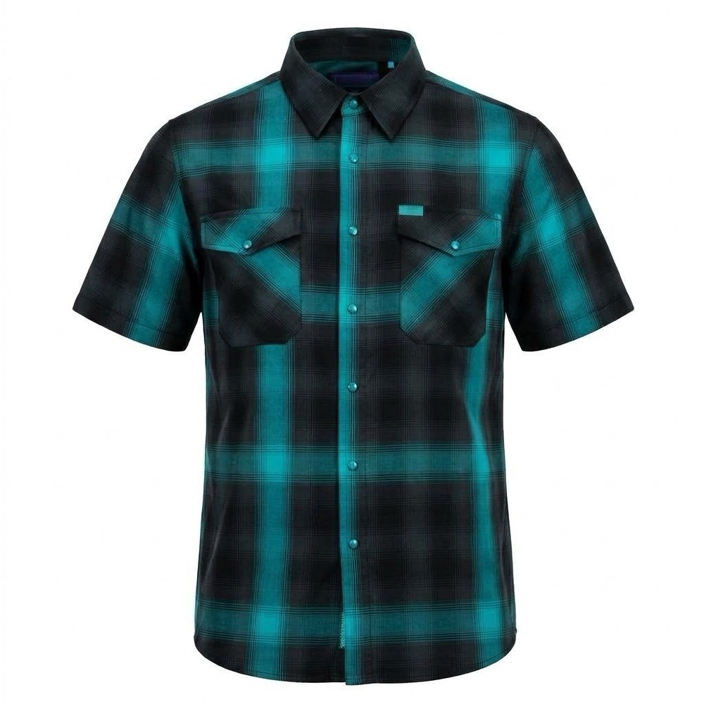 Dixxon The Crusher Plaid Pearl Snap Shirt Black Teal Men's Size 2XL